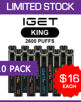 IGET KING – 2600 PUFFS – 10 PACK