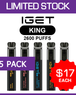 IGET KING – 2600 PUFFS – 5 PACK